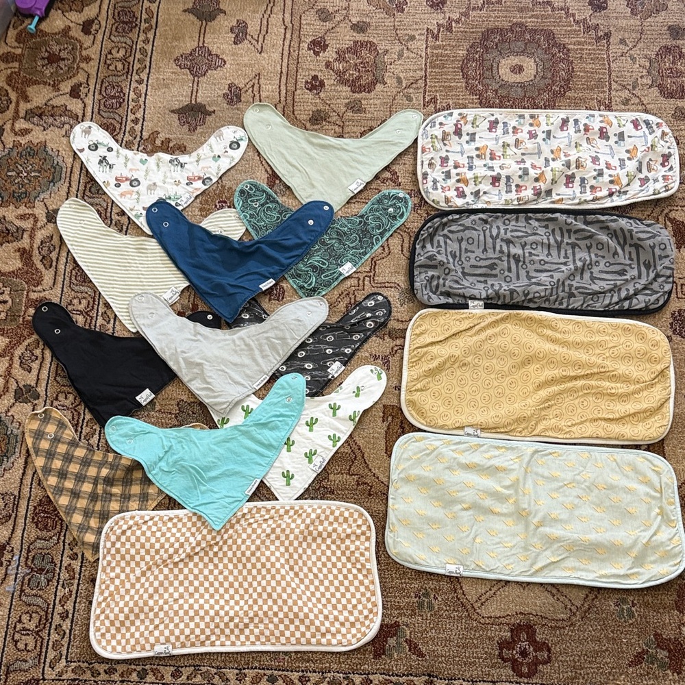 Copper pearl bibs and burb rags